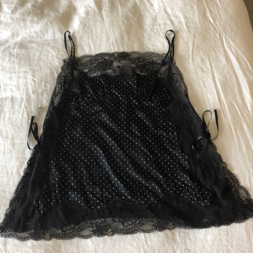 Black and white silk and lace tank BCBG Brand
